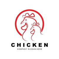 Hühnerlogo, Nutztiervektor, Design für Hühnerfarm, Brathähnchen-Restaurant, Café vektor