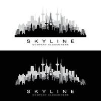 Skyline-Logo-Design, Stadtbild-Vektor-Hochhäuser, Stadtgebäude-Fit-Design, Banner-Vorlagen-Bauunternehmen vektor