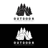 Lagerfeuer-Logo-Design, Camping-Vektor, Holzfeuer und Walddesign vektor