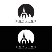 Skyline-Logo-Design, Stadtbild-Vektor-Hochhäuser, Stadtgebäude-Fit-Design, Banner-Vorlagen-Bauunternehmen vektor