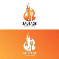 wurstlogo, moderner lebensmittelvektor, design für grilllebensmittelmarken, bbq, wurstladen, hotdog vektor