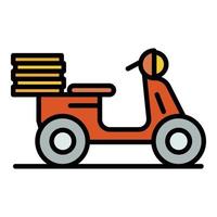 Moto Food Delivery Symbol Farbe Umriss Vektor