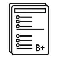 Papiertest-Symbol Umrissvektor. Prüfung beantworten vektor