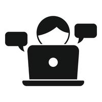 Online-Laptop-Chat-Symbol einfacher Vektor. Webinformationen vektor