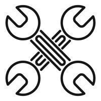 Symbol Umrissvektor für Fahrradreparaturschlüssel. Zyklus fixieren vektor