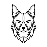 Schwarz-Weiß-Strichzeichnungen des Hundekopfes. gute verwendung für symbol, maskottchen, symbol, avatar, tätowierung, t-shirt-design, logo oder jedes design vektor