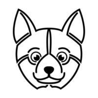 svart och vit linje konst av shiba hund huvud. Bra använda sig av för symbol, maskot, ikon, avatar, tatuering, t-shirt design, logotyp eller några design. vektor