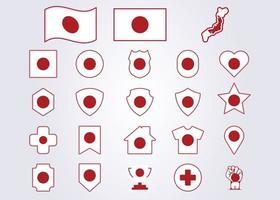 Bündel von Japan Symbol Flagge japanisches Symbol Zeichen Vektor Illustration Design