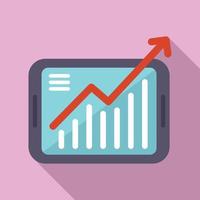 Flacher Vektor des Datendiagramm-Tablet-Symbols. Online Medien