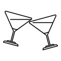 Beach Cocktail Prost Symbol Umrissvektor. Toast-Party vektor