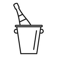 Eis-Champagner-Flasche Symbol Umrissvektor. Weinglas vektor