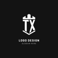 tx monogram logotyp första med krona och skydda vakt form stil vektor