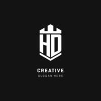 HD-Monogramm-Logo-Initiale mit Kronen- und Schildschutzform vektor