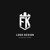 fk monogram logotyp första med krona och skydda vakt form stil vektor