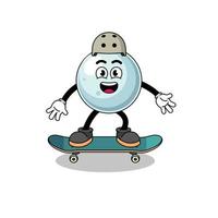 silbernes ballmaskottchen, das ein skateboard spielt vektor