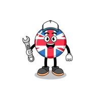 Großbritannien Flagge Illustration Cartoon als Mechaniker vektor