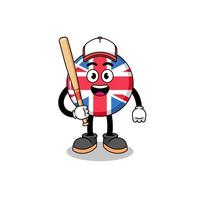 Großbritannien Flagge Maskottchen Cartoon als Baseballspieler vektor