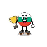 tecknad serie maskot av bulgarien flagga innehav en trofén vektor