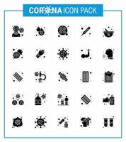 25 solide Glyphen-Virenvirus-Corona-Icon-Packs wie Schüsseltemperatur-Fieber-Fieber-Chirurgie virales Coronavirus 2019nov-Krankheitsvektor-Designelemente vektor