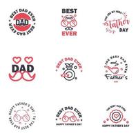 Lycklig fäder dag 9 svart och rosa årgång retro typ font illustratör eps10 redigerbar vektor design element