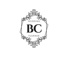 bc initialen brief hochzeitsmonogramm logos sammlung, handgezeichnete moderne minimalistische und florale vorlagen für einladungskarten, save the date, elegante identität für restaurant, boutique, café im vektor