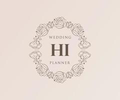 hallo initialen brief hochzeitsmonogramm logos sammlung, handgezeichnete moderne minimalistische und florale vorlagen für einladungskarten, datum speichern, elegante identität für restaurant, boutique, café im vektor