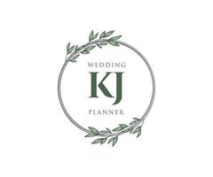 kj initialen brief hochzeitsmonogramm logos sammlung, handgezeichnete moderne minimalistische und florale vorlagen für einladungskarten, save the date, elegante identität für restaurant, boutique, café im vektor