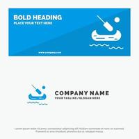 båt kajak kanada fast ikon hemsida baner och företag logotyp mall vektor