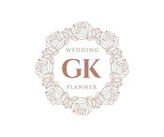 gk initialen brief hochzeitsmonogramm logos sammlung, handgezeichnete moderne minimalistische und florale vorlagen für einladungskarten, save the date, elegante identität für restaurant, boutique, café im vektor