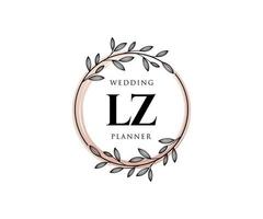 lz initialen brief hochzeitsmonogramm logos sammlung, handgezeichnete moderne minimalistische und florale vorlagen für einladungskarten, save the date, elegante identität für restaurant, boutique, café im vektor