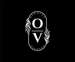 ov initials brief hochzeitsmonogramm logos sammlung, handgezeichnete moderne minimalistische und florale vorlagen für einladungskarten, save the date, elegante identität für restaurant, boutique, café im vektor