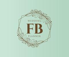 fb initialen brief hochzeitsmonogramm logos sammlung, handgezeichnete moderne minimalistische und florale vorlagen für einladungskarten, save the date, elegante identität für restaurant, boutique, café im vektor