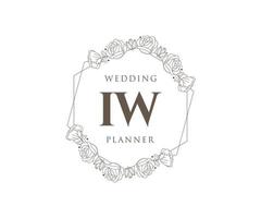 iw initialen brief hochzeitsmonogramm logos sammlung, handgezeichnete moderne minimalistische und florale vorlagen für einladungskarten, save the date, elegante identität für restaurant, boutique, café im vektor