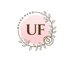anfängliches feminines uf-logo. verwendbar für Natur-, Salon-, Spa-, Kosmetik- und Schönheitslogos. flaches Vektor-Logo-Design-Vorlagenelement. vektor