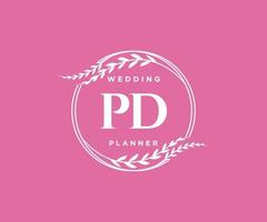 pd initialen brief hochzeitsmonogramm logos sammlung, handgezeichnete moderne minimalistische und florale vorlagen für einladungskarten, save the date, elegante identität für restaurant, boutique, café im vektor