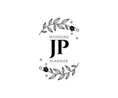 jp initialer brev bröllop monogram logotyper samling, hand dragen modern minimalistisk och blommig mallar för inbjudan kort, spara de datum, elegant identitet för restaurang, boutique, Kafé i vektor