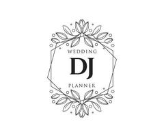 dj initialen brief hochzeitsmonogramm logos sammlung, handgezeichnete moderne minimalistische und florale vorlagen für einladungskarten, save the date, elegante identität für restaurant, boutique, café im vektor