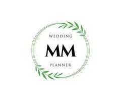 mm Initialen Brief Hochzeit Monogramm Logos Sammlung, handgezeichnete moderne minimalistische und florale Vorlagen für Einladungskarten, Save the Date, elegante Identität für Restaurant, Boutique, Café im Vektor