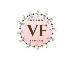 första vf feminin logotyp. användbar för natur, salong, spa, kosmetisk och skönhet logotyper. platt vektor logotyp design mall element.