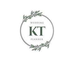 kt initialen brief hochzeitsmonogramm logos sammlung, handgezeichnete moderne minimalistische und florale vorlagen für einladungskarten, save the date, elegante identität für restaurant, boutique, café im vektor