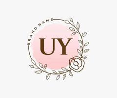 anfängliches feminines uy-logo. verwendbar für Natur-, Salon-, Spa-, Kosmetik- und Schönheitslogos. flaches Vektor-Logo-Design-Vorlagenelement. vektor