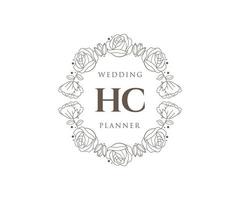 hc initialen brief hochzeitsmonogramm logos sammlung, handgezeichnete moderne minimalistische und florale vorlagen für einladungskarten, save the date, elegante identität für restaurant, boutique, café im vektor