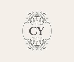 cy initials brief hochzeitsmonogramm logos sammlung, handgezeichnete moderne minimalistische und florale vorlagen für einladungskarten, save the date, elegante identität für restaurant, boutique, café im vektor