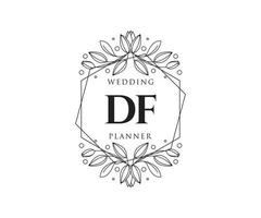 df initialen brief hochzeitsmonogramm logos sammlung, handgezeichnete moderne minimalistische und florale vorlagen für einladungskarten, save the date, elegante identität für restaurant, boutique, café im vektor