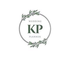 kp initialen brief hochzeitsmonogramm logos sammlung, handgezeichnete moderne minimalistische und florale vorlagen für einladungskarten, save the date, elegante identität für restaurant, boutique, café im vektor