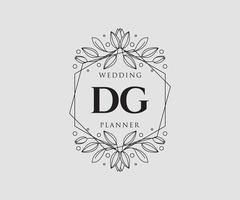 dg initialen brief hochzeitsmonogramm logos sammlung, handgezeichnete moderne minimalistische und florale vorlagen für einladungskarten, save the date, elegante identität für restaurant, boutique, café im vektor