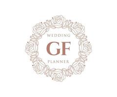 gf initialen brief hochzeitsmonogramm logos sammlung, handgezeichnete moderne minimalistische und florale vorlagen für einladungskarten, save the date, elegante identität für restaurant, boutique, café im vektor