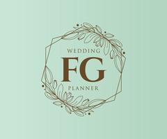 fg initialen brief hochzeitsmonogramm logos sammlung, handgezeichnete moderne minimalistische und florale vorlagen für einladungskarten, save the date, elegante identität für restaurant, boutique, café im vektor