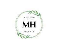 mh initialen brief hochzeitsmonogramm logos sammlung, handgezeichnete moderne minimalistische und florale vorlagen für einladungskarten, save the date, elegante identität für restaurant, boutique, café im vektor