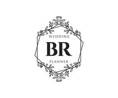 br initialer brev bröllop monogram logotyper samling, hand dragen modern minimalistisk och blommig mallar för inbjudan kort, spara de datum, elegant identitet för restaurang, boutique, Kafé i vektor